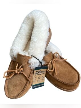 dearfoams Moccasin-Style Sole in Chestnut Tan